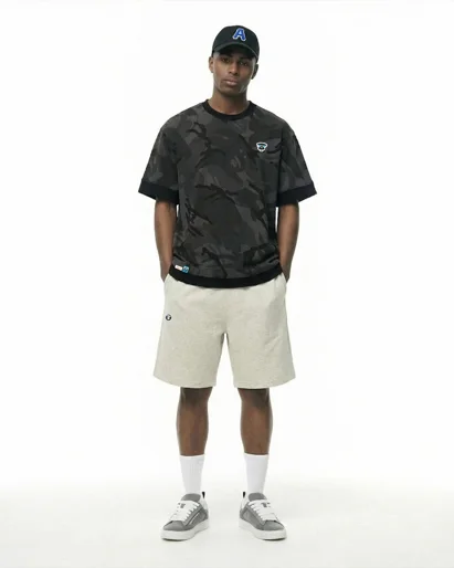 AAPE Quần Nỉ Ngắn Nam - AAPENOW moonface sweat shorts