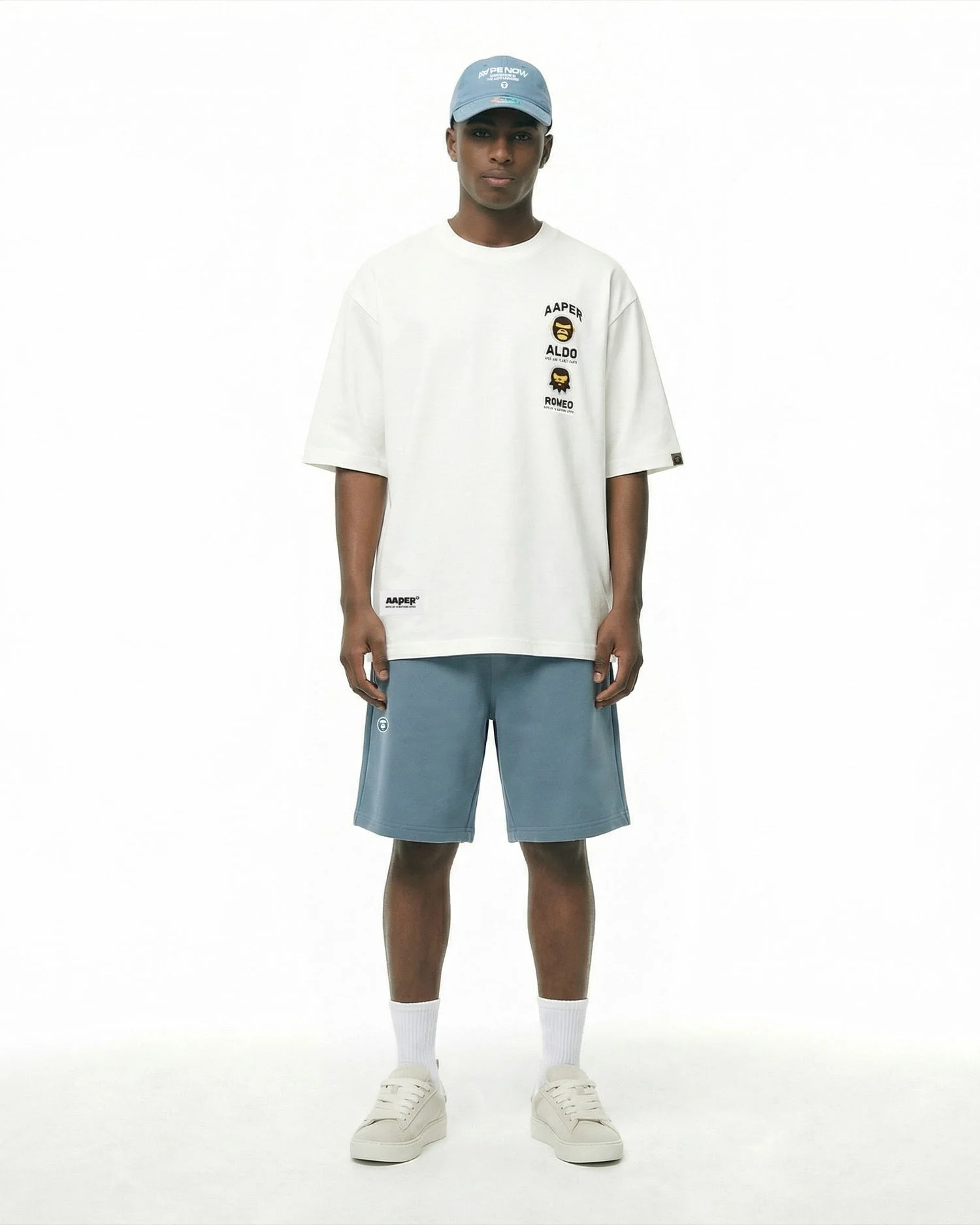 AAPE Quần Nỉ Ngắn Nam - AAPENOW moonface sweat shorts