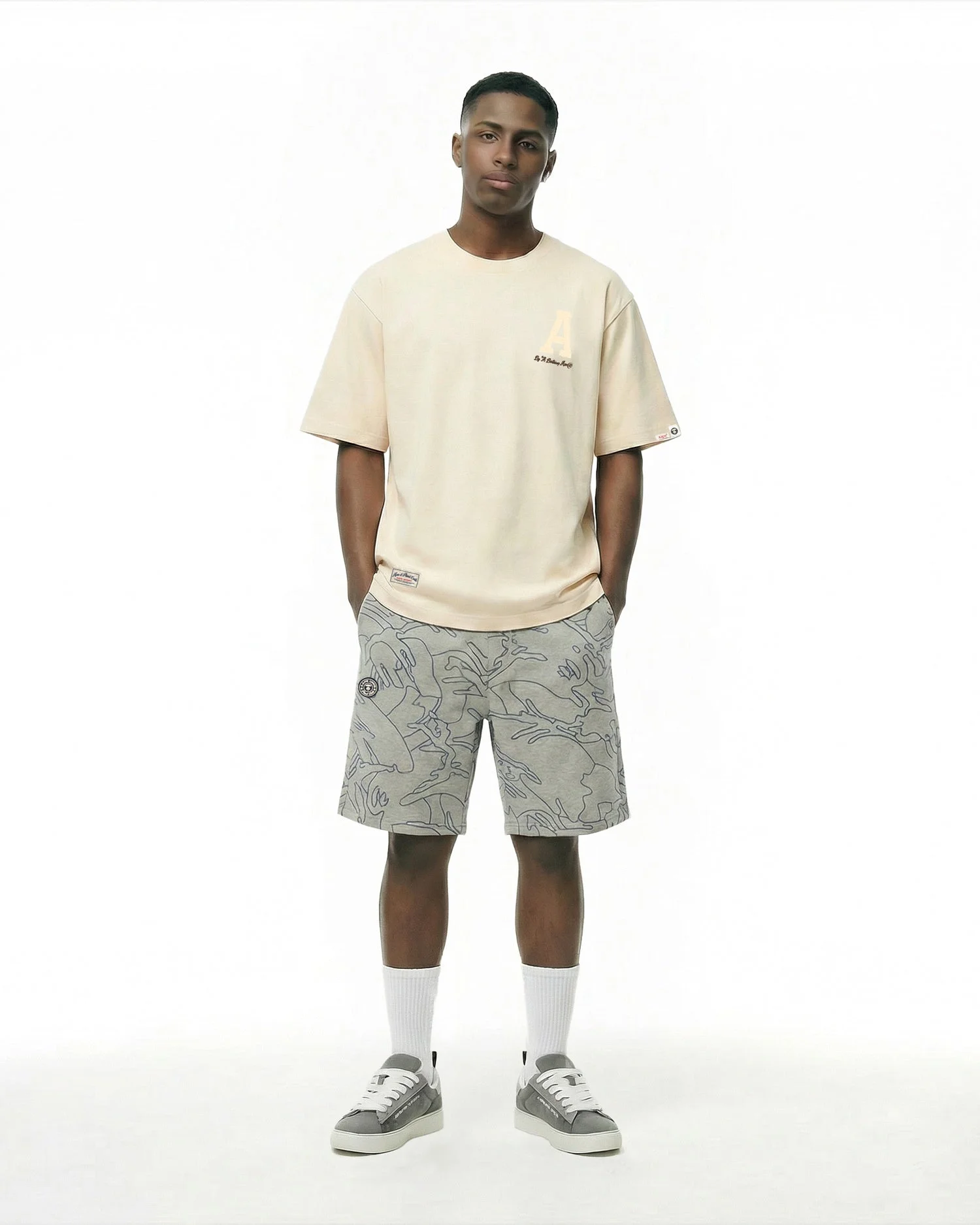 AAPE Quần Nỉ Ngắn Nam - AAPEUNVS camo sweat shorts