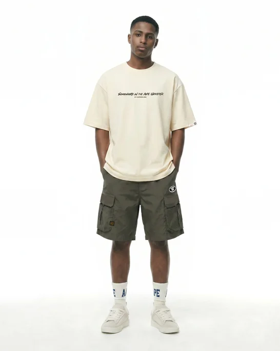 AAPE Quần Ngắn Nam - Moonface logo cargo shorts