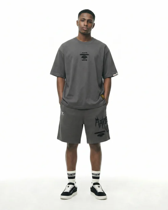 AAPE Quần Nỉ Ngắn Nam - AAPEUNVS moonface sweat shorts