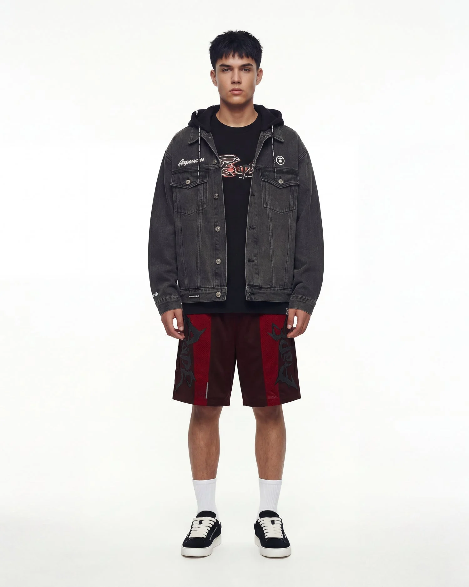 AAPE Quần Nỉ Ngắn Nam - Embroidered sweat shorts
