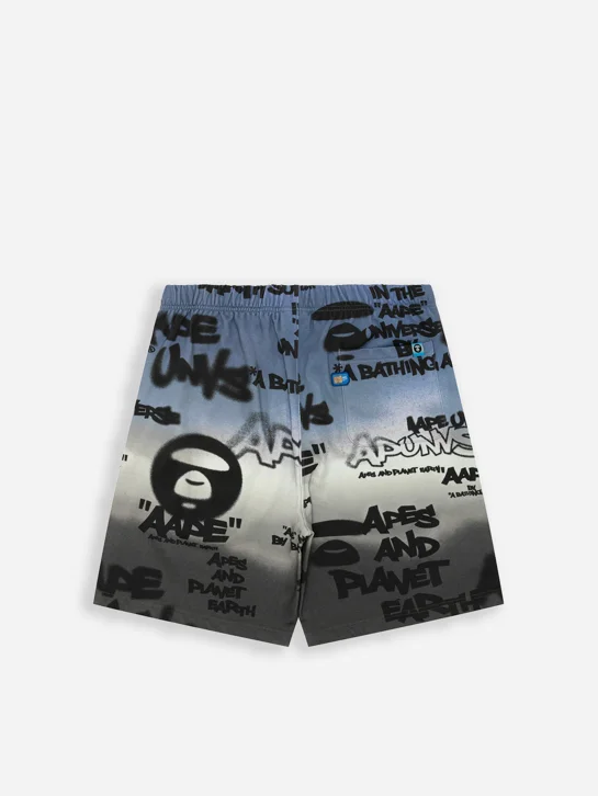 AAPE Quần Nỉ Ngắn Nam - AAPEUNVS graffiti-print sweat shorts
