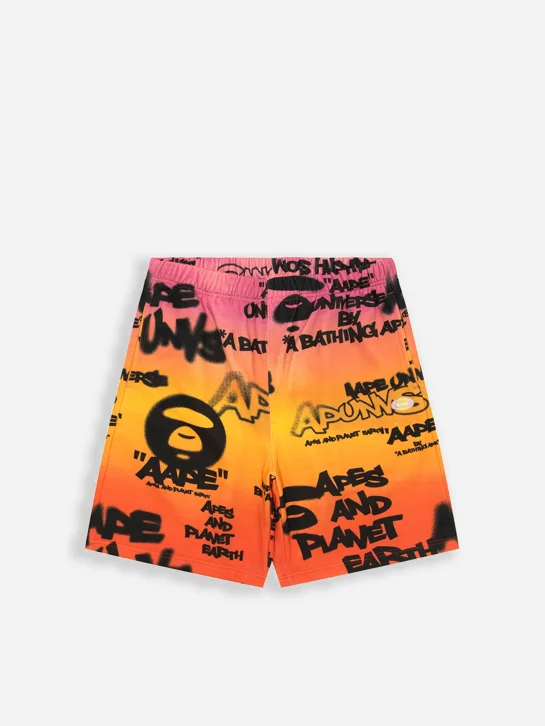 AAPE Quần Nỉ Ngắn Nam - AAPEUNVS graffiti-print sweat shorts