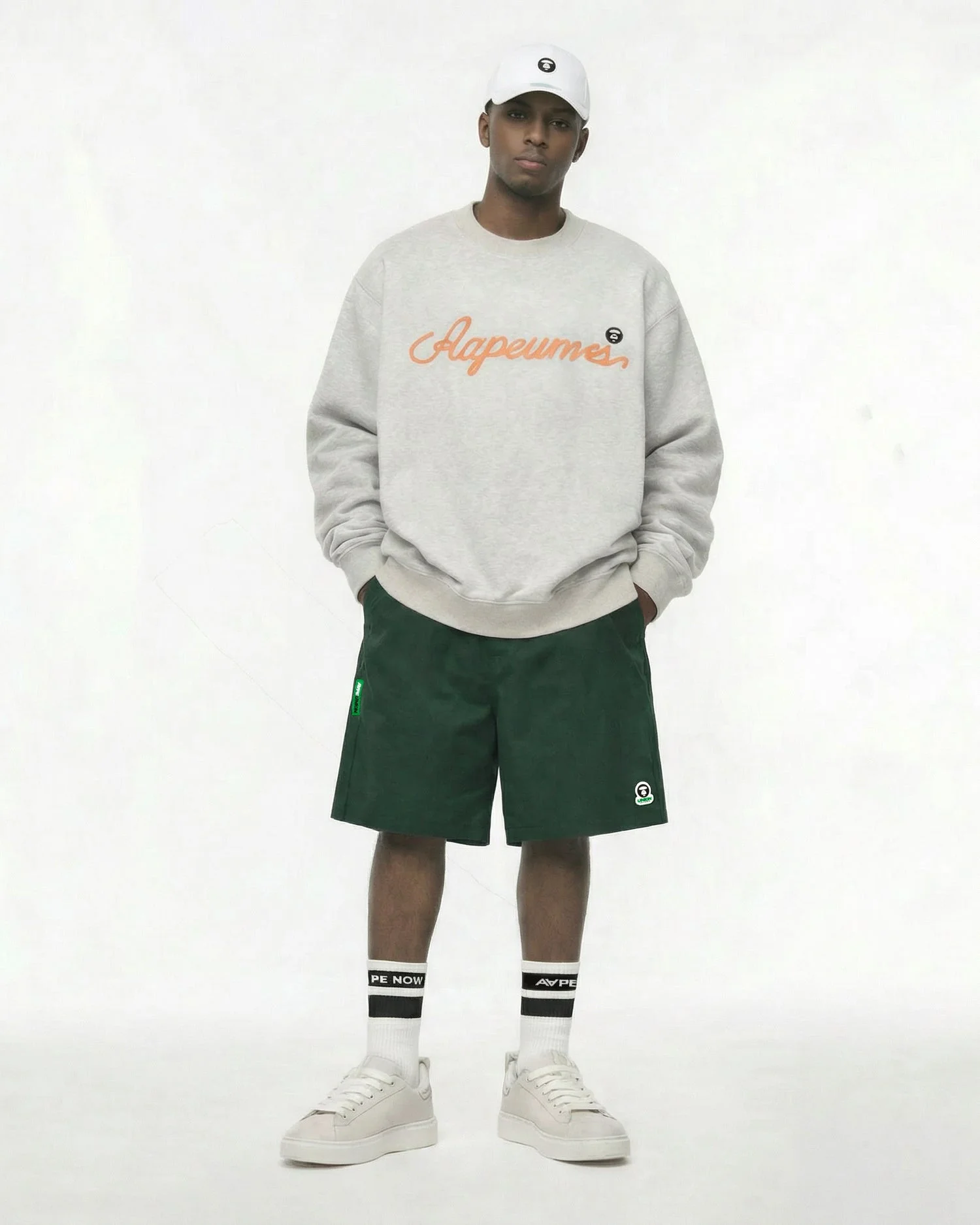 AAPE Quần Nỉ Ngắn Nam - AAPEUNION moonface sweat shorts
