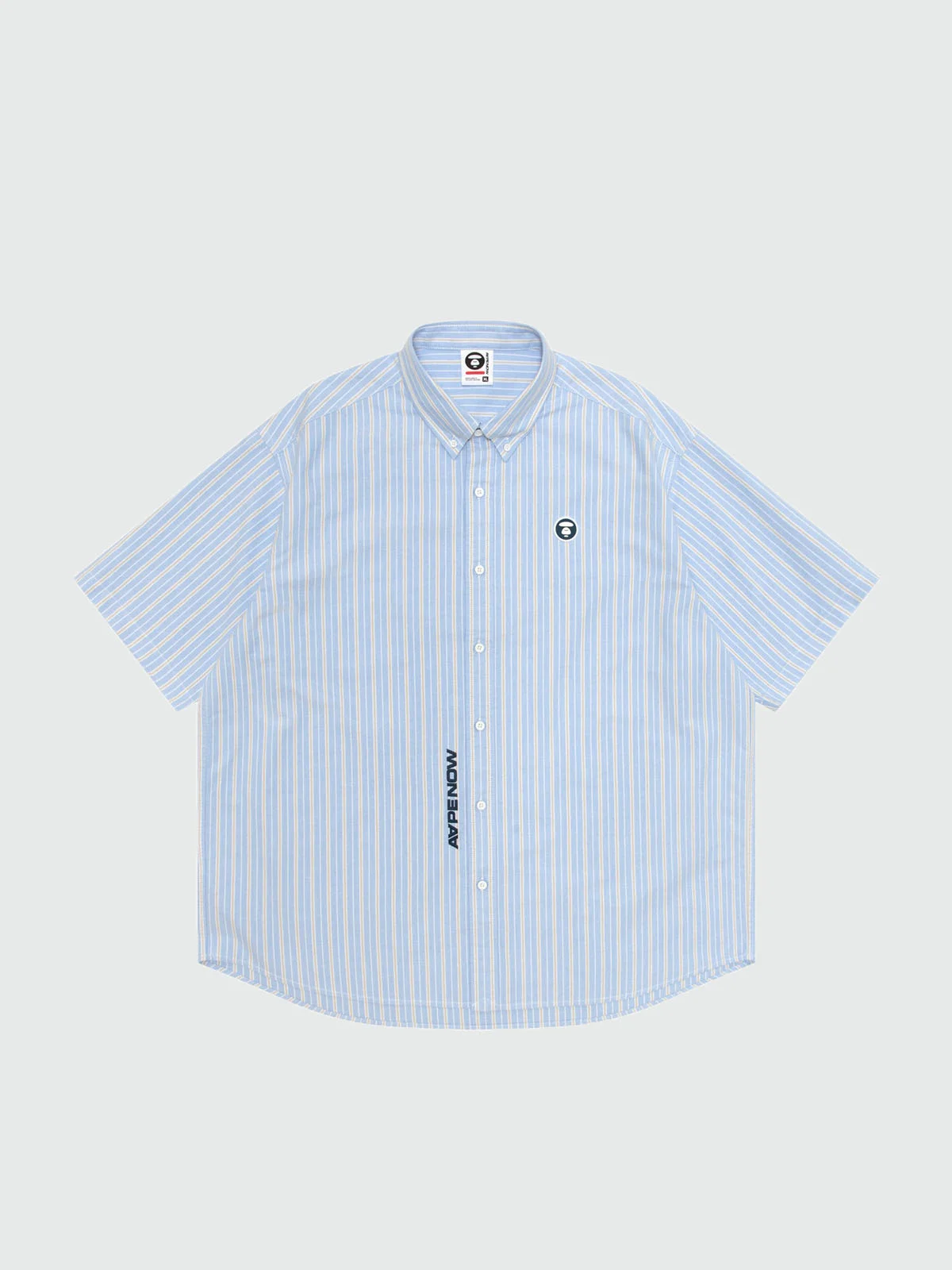 AAPE Áo Sơmi Ngắn Tay Nam - AAPENOW moonface striped short sleeve shirt