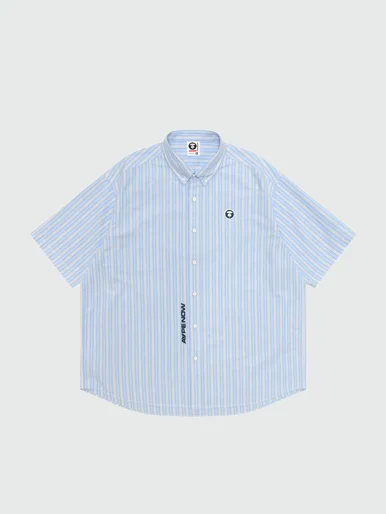 AAPE Áo Sơmi Ngắn Tay Nam - AAPENOW moonface striped short sleeve shirt