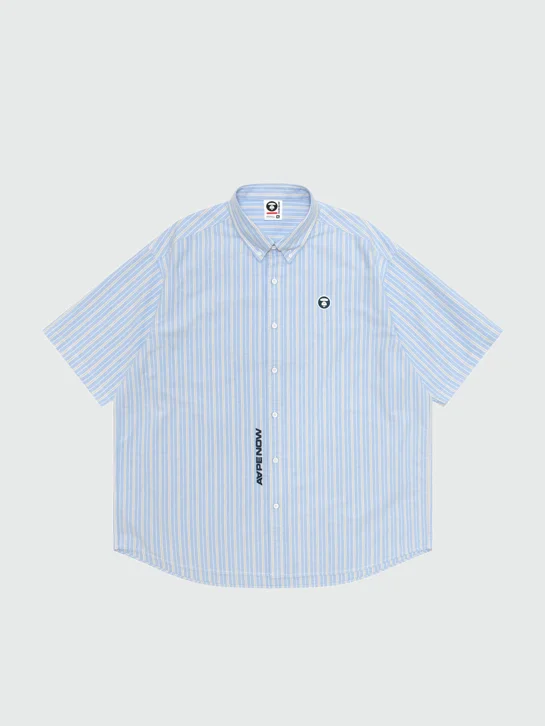 AAPE Áo Sơmi Ngắn Tay Nam - AAPENOW moonface striped short sleeve shirt