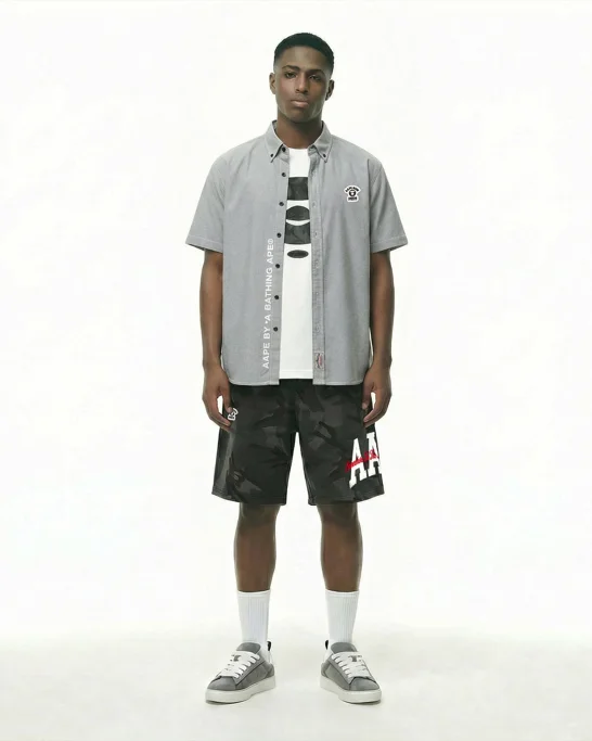 AAPE Áo Sơmi Ngắn Tay Nam - AAPENOW moonface short sleeve shirt