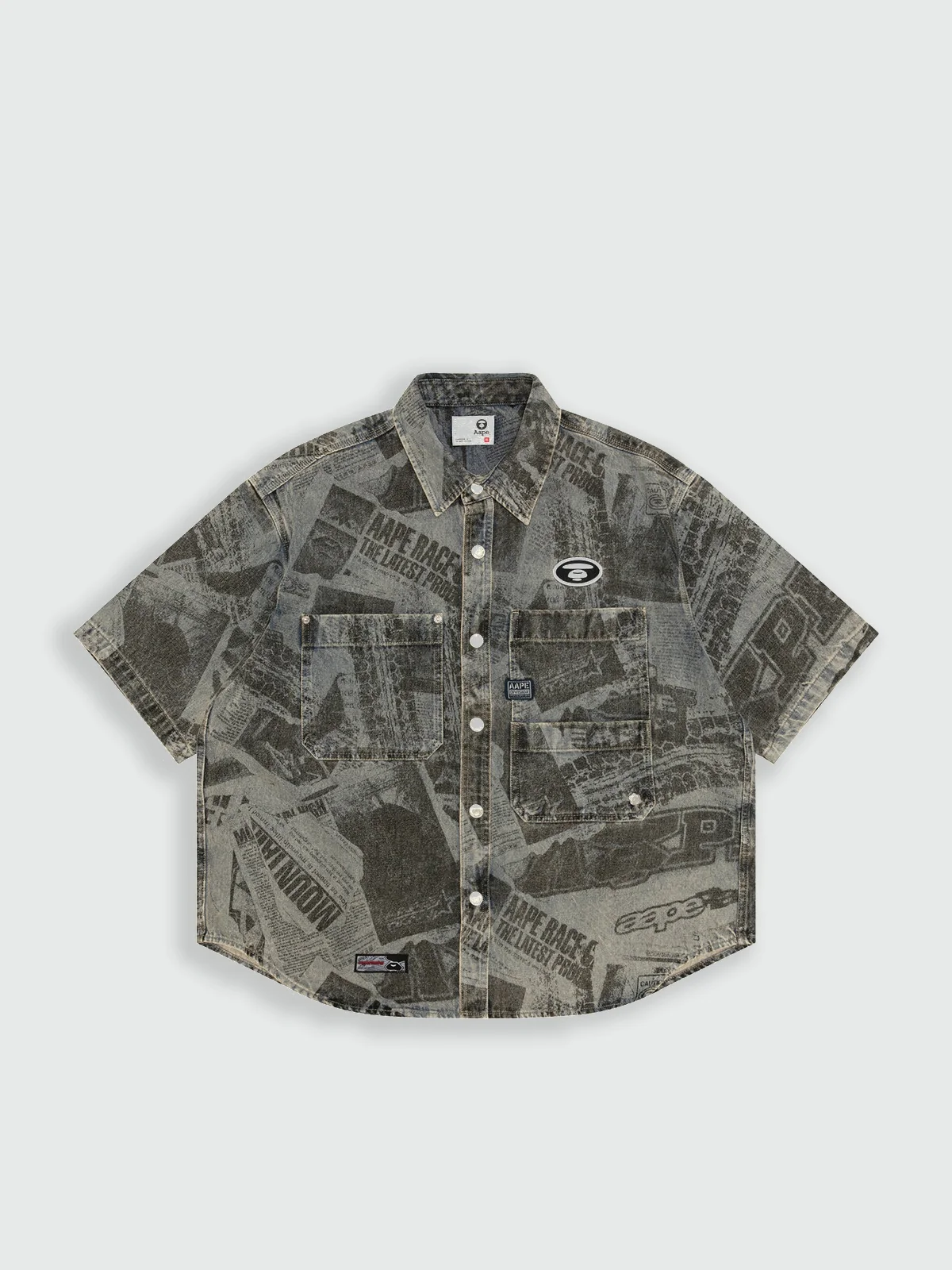 AAPE Áo Sơmi Ngắn Tay Nam - AAPEUNVS moonface graphic short sleeve shirt