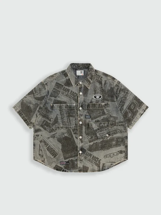 AAPE Áo Sơmi Ngắn Tay Nam - AAPEUNVS moonface graphic short sleeve shirt