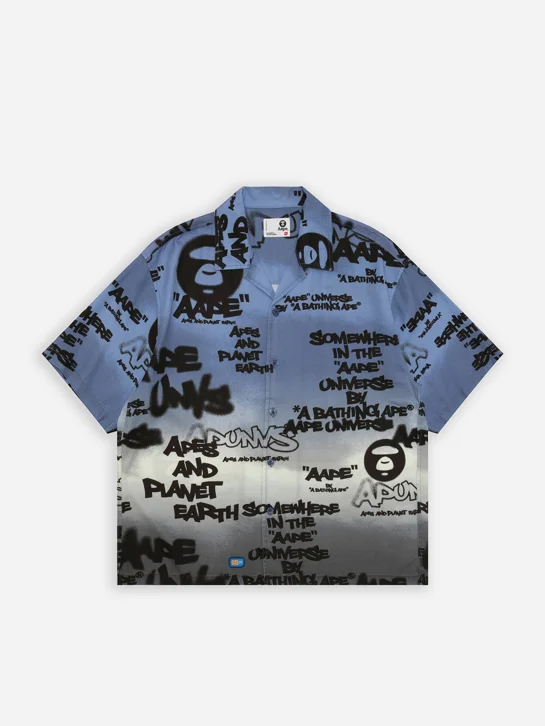 AAPE Áo Sơmi Ngắn Tay Nam - AAPEUNVS graffiti-print short sleeve shirt
