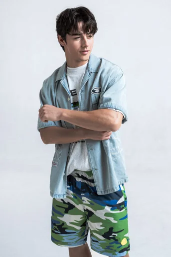 AAPE Áo Sơmi Ngắn Tay Nam - AAPEUNVS moonface denim shirt