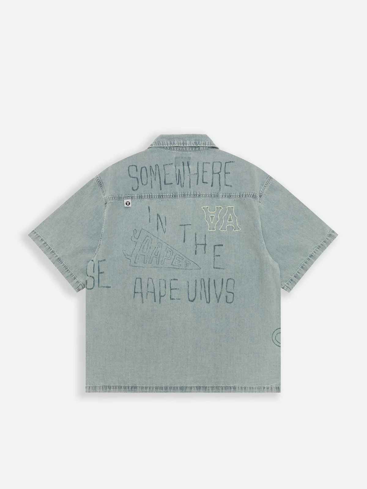 AAPE Áo Sơmi Ngắn Tay Nam - AAPEUNVS moonface denim shirt