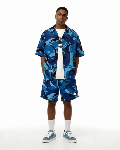 AAPE Áo Sơmi Ngắn Tay Nam - AAPESPORTS camo short sleeve shirt