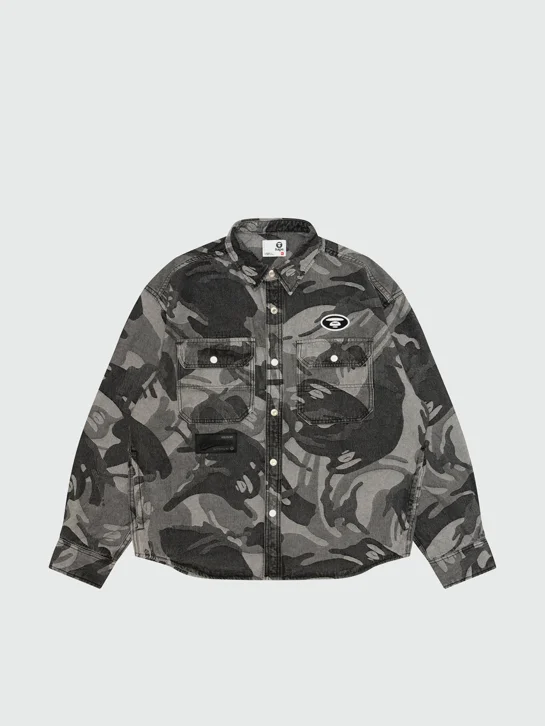 AAPE Áo Sơmi Dài Tay Nam - Moonface camo long sleeve shirt