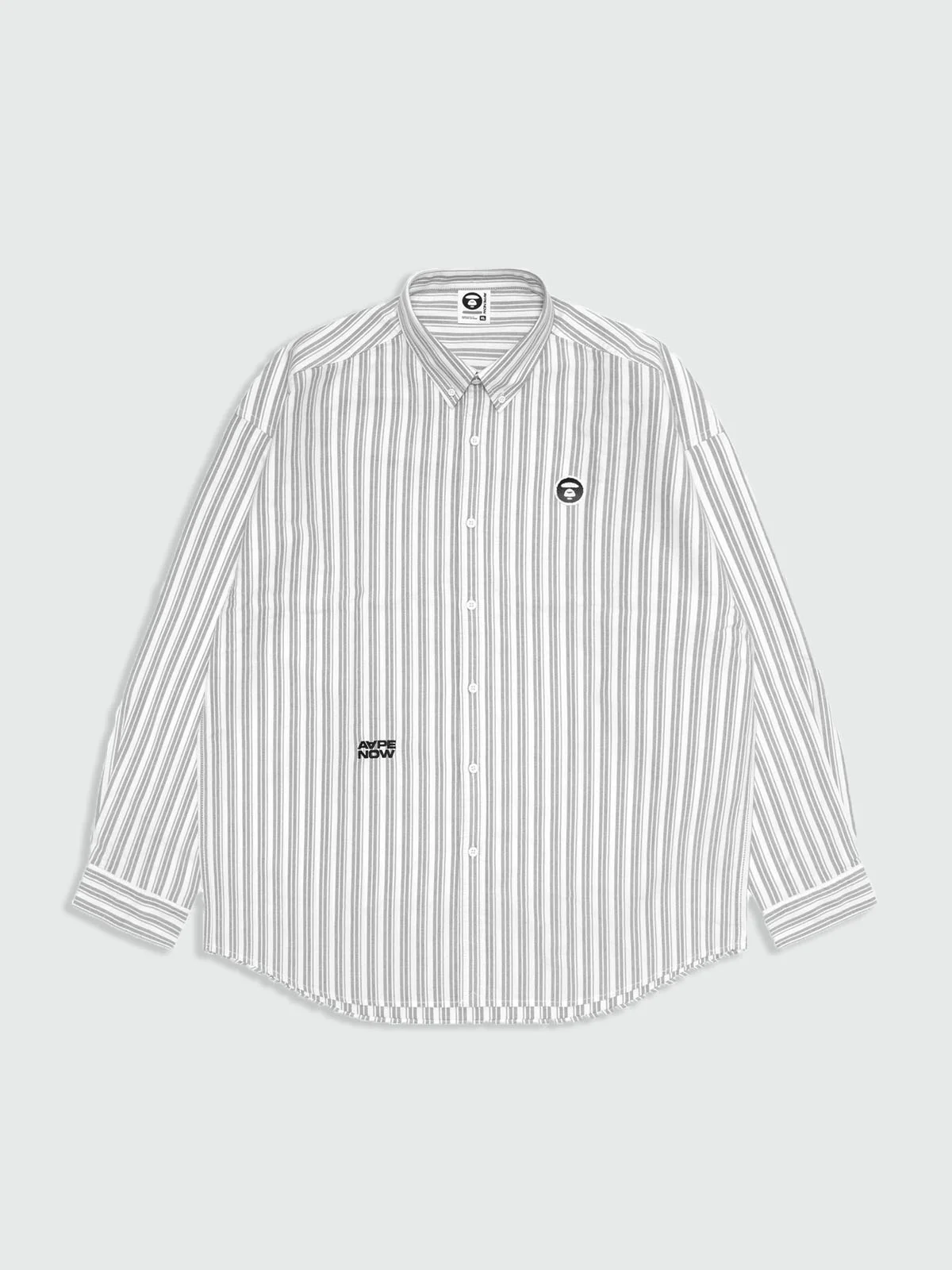 AAPE Áo Sơmi Dài Tay Nam - AAPENOW moonface striped long sleeve shirt