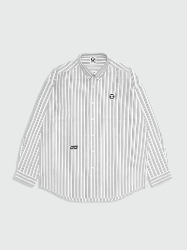 AAPE Áo Sơmi Dài Tay Nam - AAPENOW moonface striped long sleeve shirt