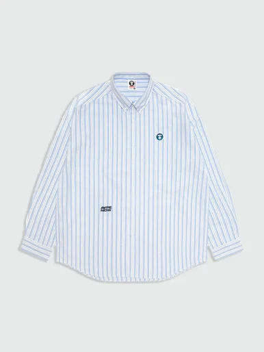 AAPE Áo Sơmi Dài Tay Nam - AAPENOW moonface striped long sleeve shirt