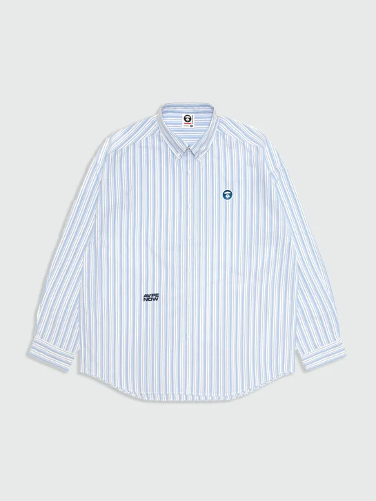 AAPE Áo Sơmi Dài Tay Nam - AAPENOW moonface striped long sleeve shirt