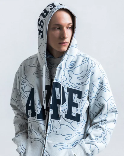 AAPE Áo Sweater Có Khóa Kéo Nam - AAPEUNVS camo zip-up hoodie