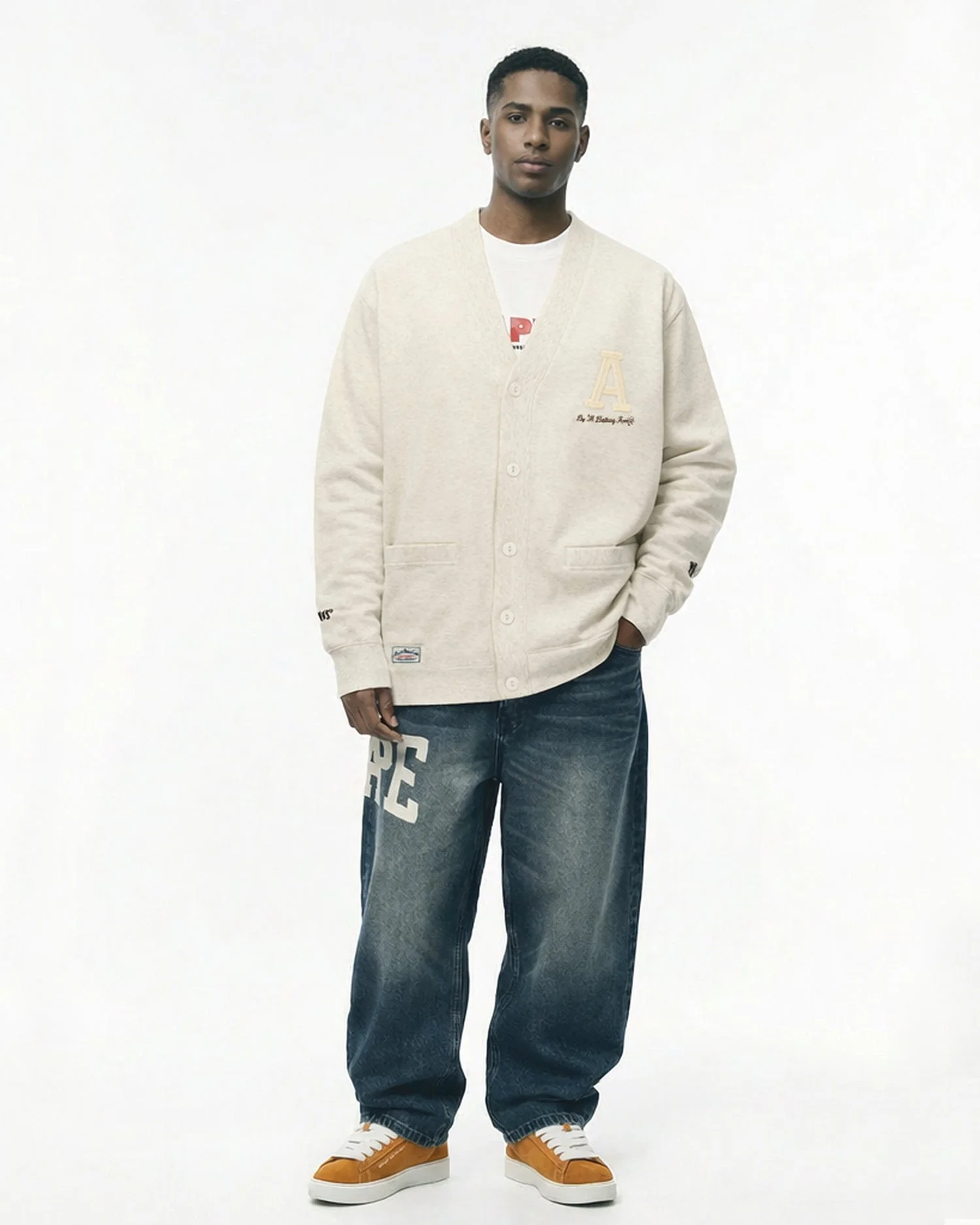 AAPE Áo Cardigan Nam - AAPESPORT v-neck cardigan
