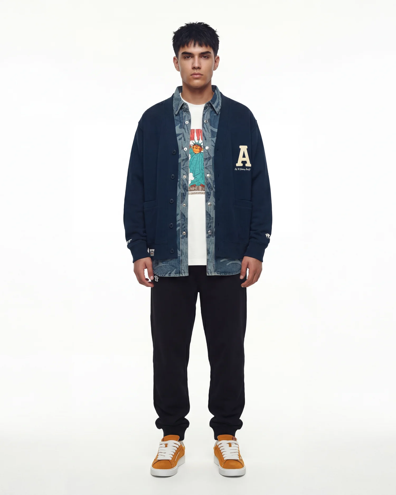 AAPE Áo Cardigan Nam - AAPESPORT v-neck cardigan