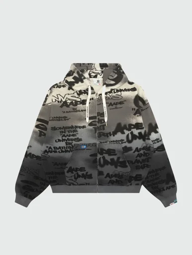AAPE Áo Sweater Có Khóa Kéo Nam - AAPEUNVS graffiti zip-up hoodie