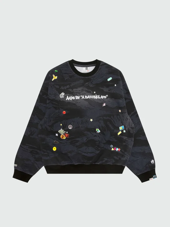 AAPE Áo Sweater Nam - Sticker print crew neck sweatshirt
