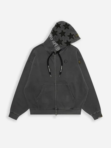 AAPE Áo Sweater Có Khóa Kéo Nam - Moonface star hooded zip-up sweatshirt