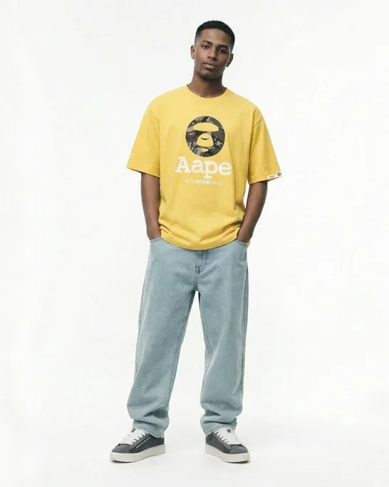 AAPE Áo Thun Ngắn Tay Nam - AAPEUNVS camo moonface tee