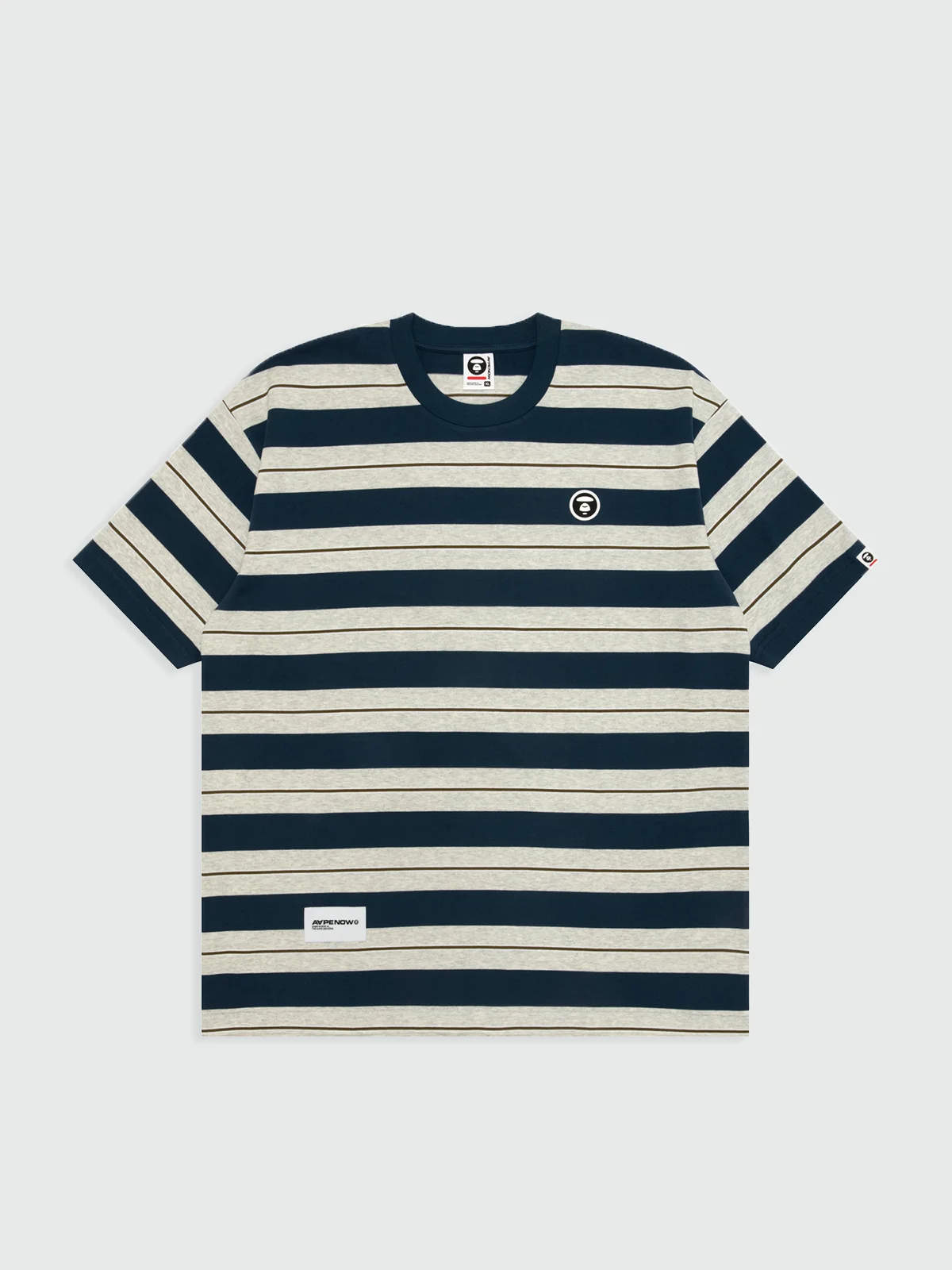 AAPE Áo Thun Ngắn Tay Nam - AAPENOW moonface striped tee