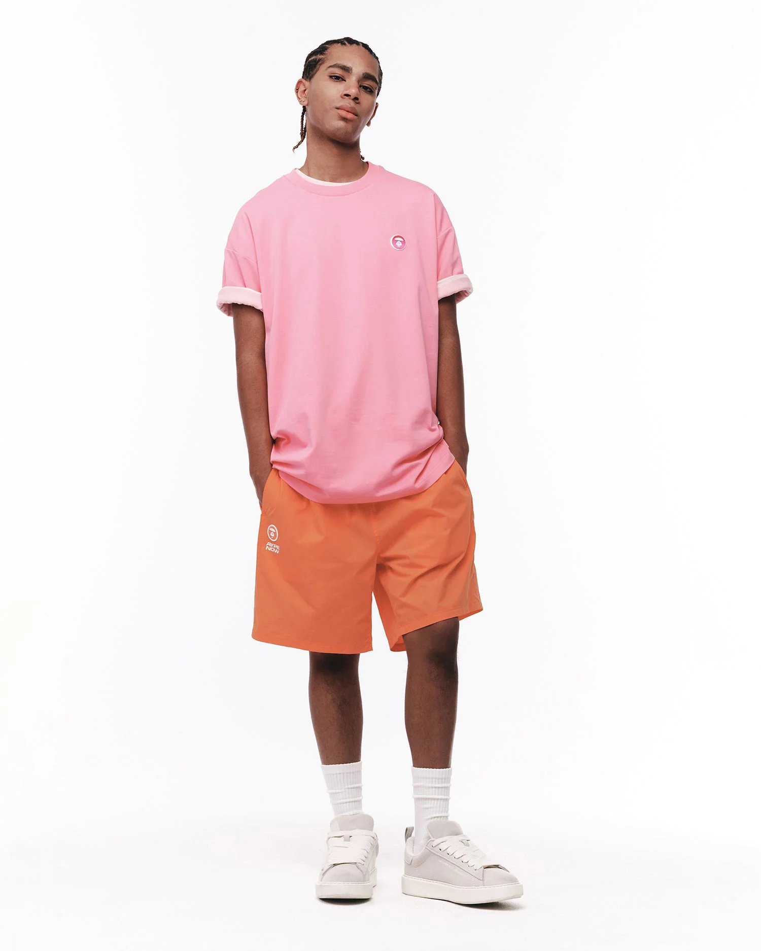 AAPE Áo Thun Ngắn Tay Nam - AAPENOW moonface striped tee
