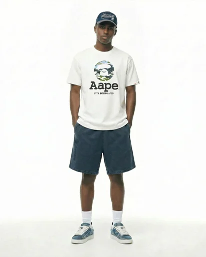 AAPE Áo Thun Ngắn Tay Nam - Camo logo tee