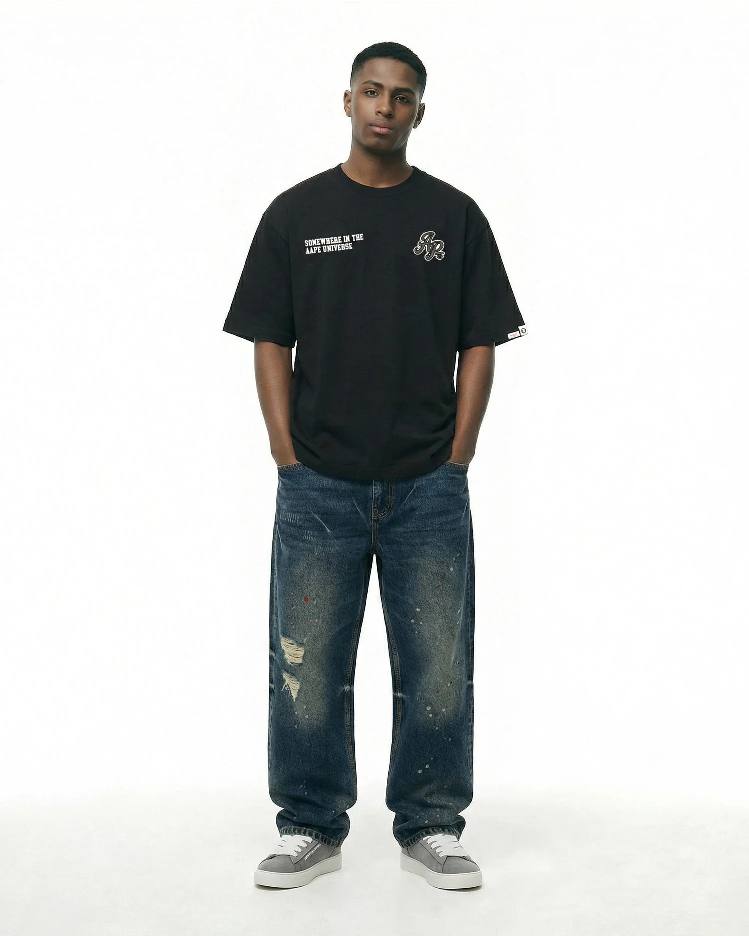 AAPE Áo Thun Ngắn Tay Nam - AAPEUNVS logo patch tee