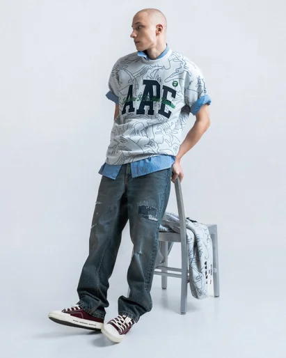 AAPE Áo Thun Ngắn Tay Nam - Camo logo tee