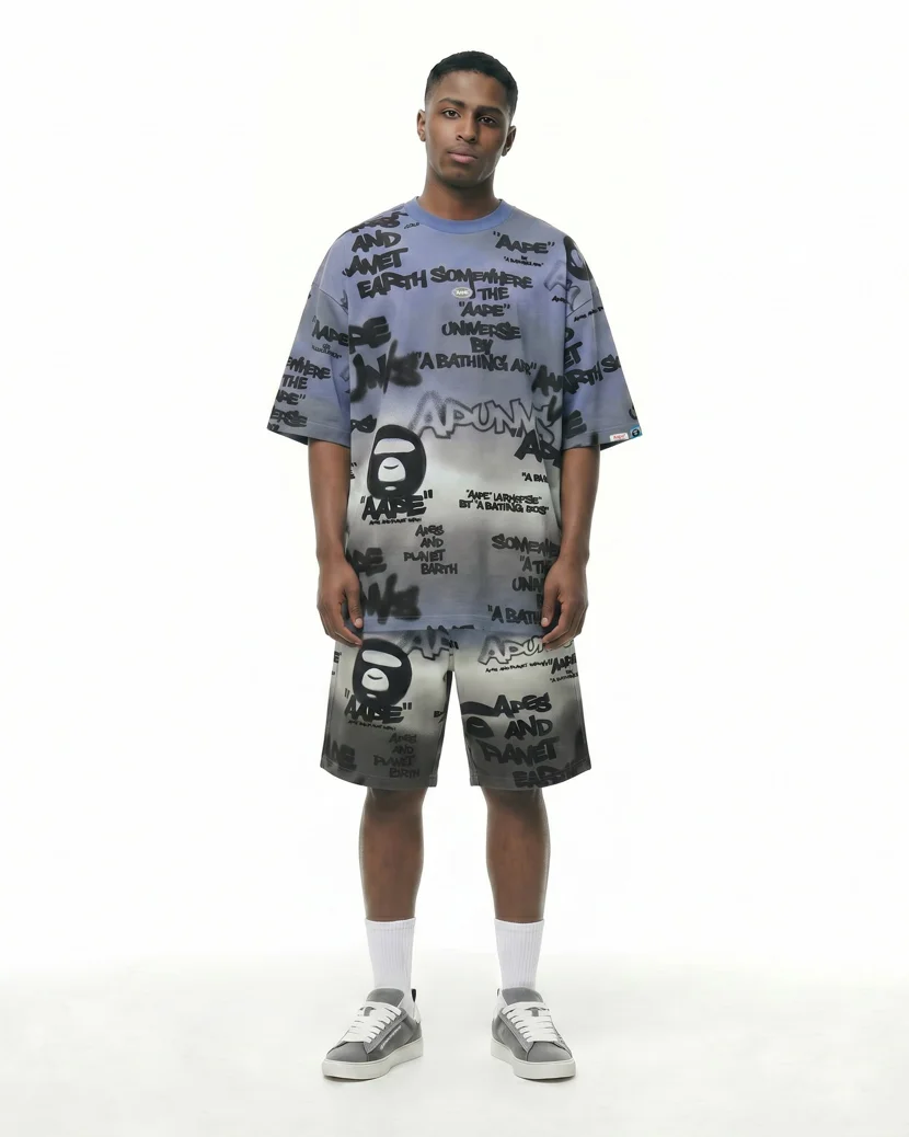 AAPE Áo Thun Ngắn Tay Nam - Graffiti multi-logo tee