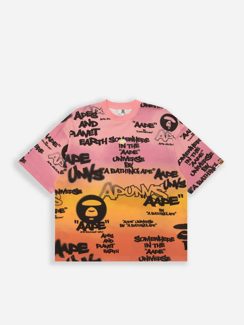 AAPE Áo Thun Ngắn Tay Nam - Graffiti multi-logo tee