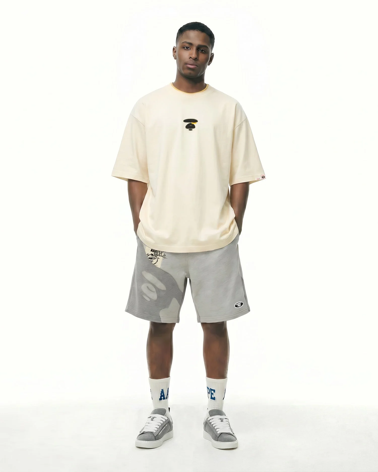 AAPE Áo Thun Ngắn Tay Nam - AAPEUNVS moonface logo tee