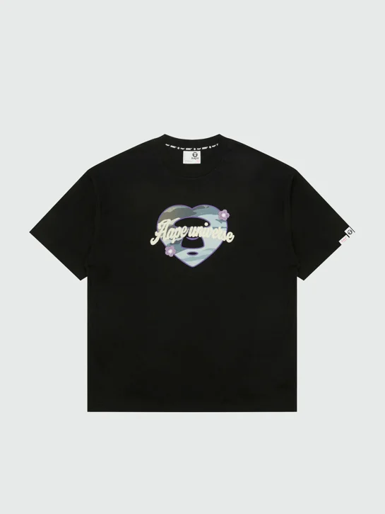 AAPE Áo Thun Ngắn Tay Nữ - AAPEUNVS heart moonface graphic tee