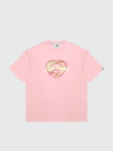 AAPE Áo Thun Ngắn Tay Nữ - AAPEUNVS heart moonface graphic tee
