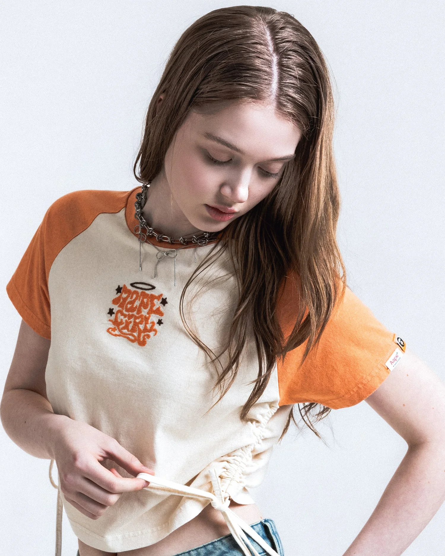 AAPE Áo Thun Ngắn Tay Nữ - AAPEUNVS cropped raglan tee