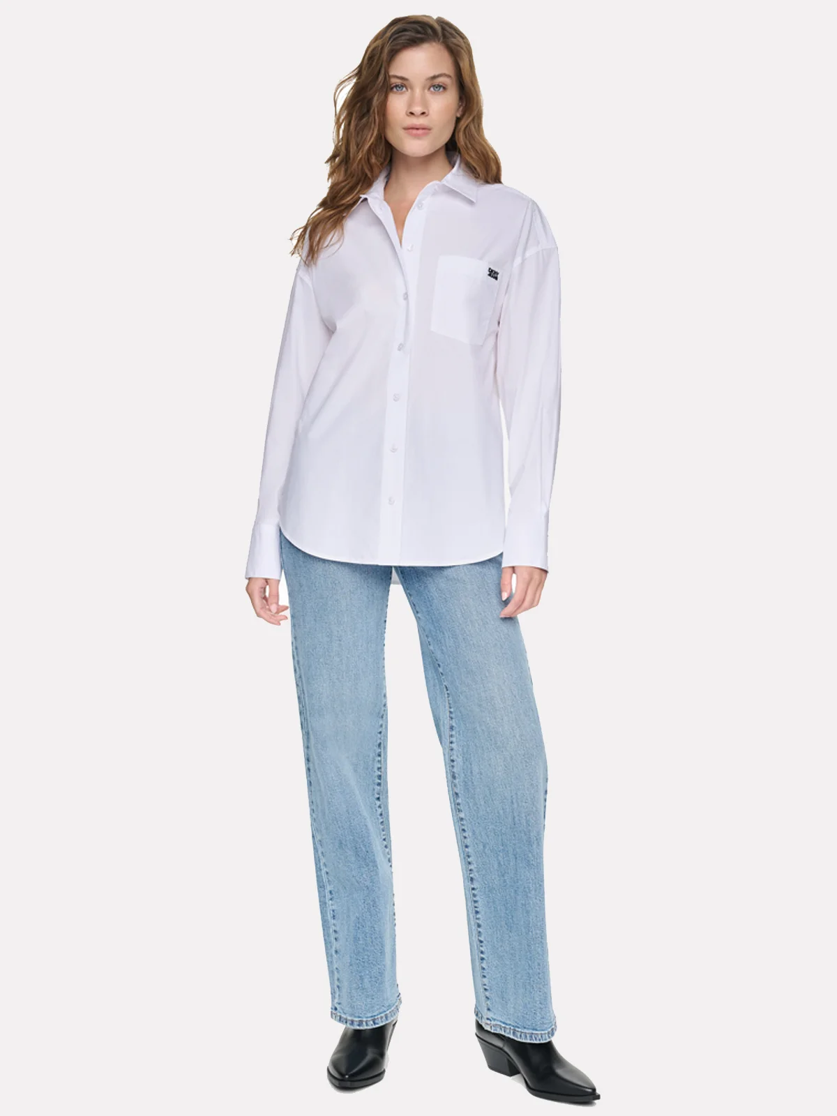DKNY Áo Sơ Mi Nữ Long Sleeve Button Front Popli