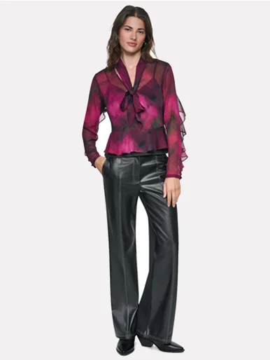 DKNY Áo Kiểu Nữ Wavy L/S Prntd Tie Nk Chiffon