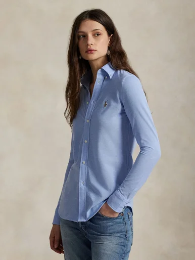 POLO RALPH LAUREN Áo Sơ Mi Nữ Tay Dài Slim Fit Knit Cotton Oxford Shirt