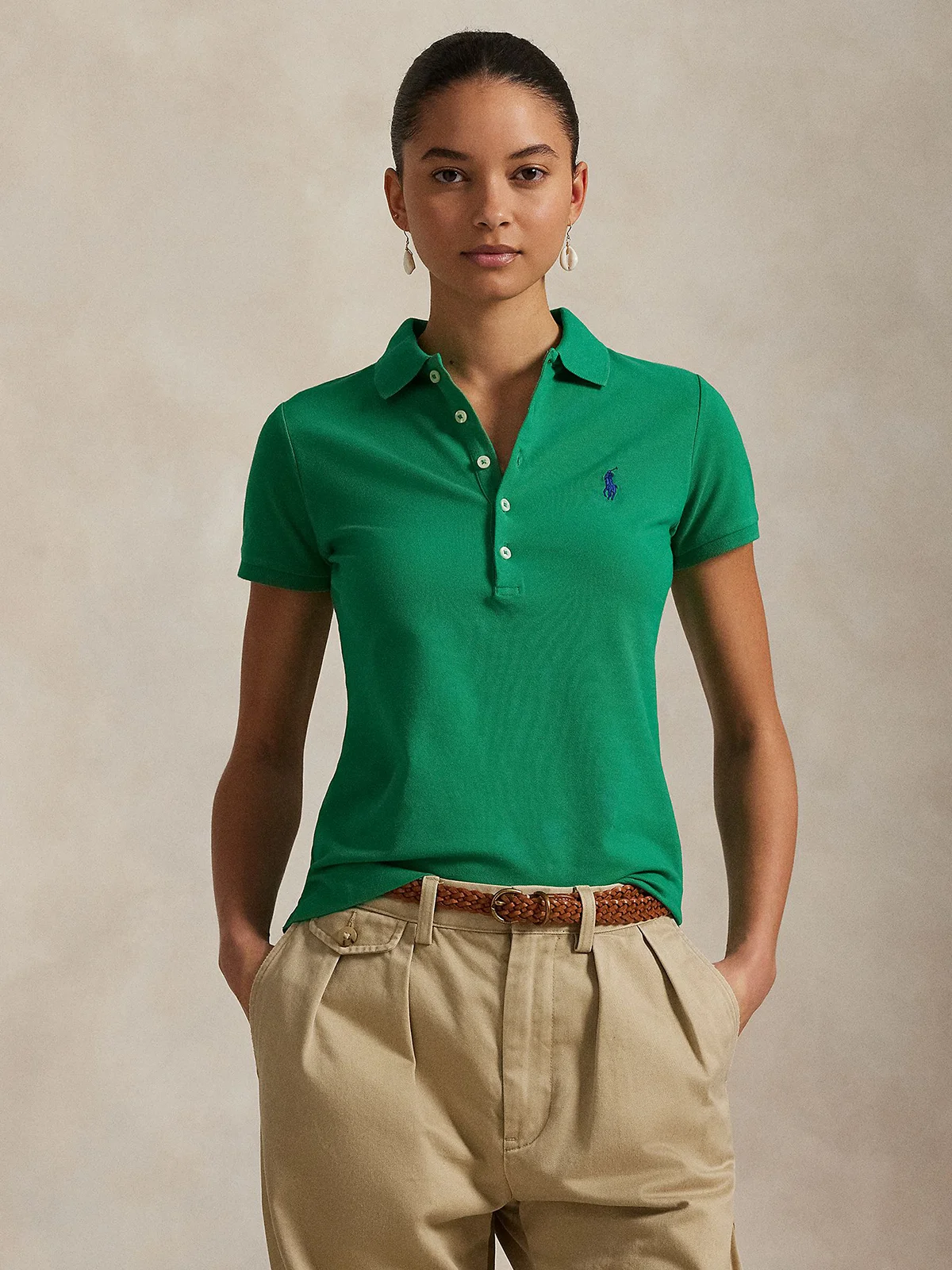 POLO RALPH LAUREN Áo Polo Nữ Tay Ngắn Slim Fit Stretch Polo Shirt
