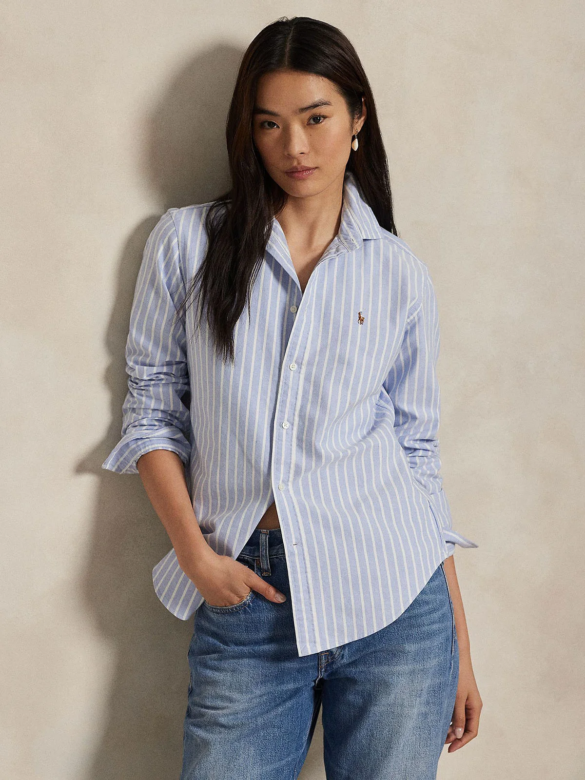 POLO RALPH LAUREN Áo Sơ Mi Nữ Tay Dài Slim Fit Striped Oxford Shirt