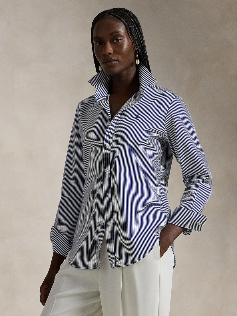 POLO RALPH LAUREN Áo Sơ Mi Nữ Tay Dài Classic Fit Striped Cotton Shirt