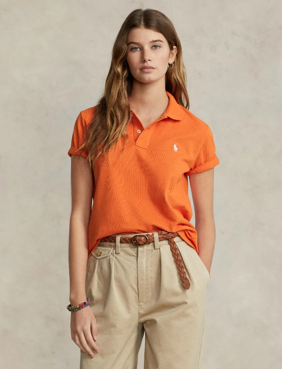 Polo Ralph Lauren - Áo Polo Nữ Tay Ngắn Classic Fit Mesh Polo Shirt - ORANGE