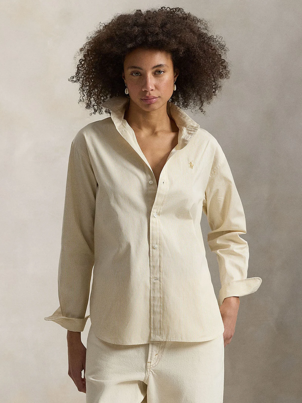 POLO RALPH LAUREN Áo Sơ Mi Nữ Tay Dài Relaxed Fit Striped Cotton Shirt